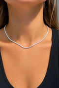 Diamond tennis necklace in 14k gold, continuous line of diamonds, from The Carat Co.
